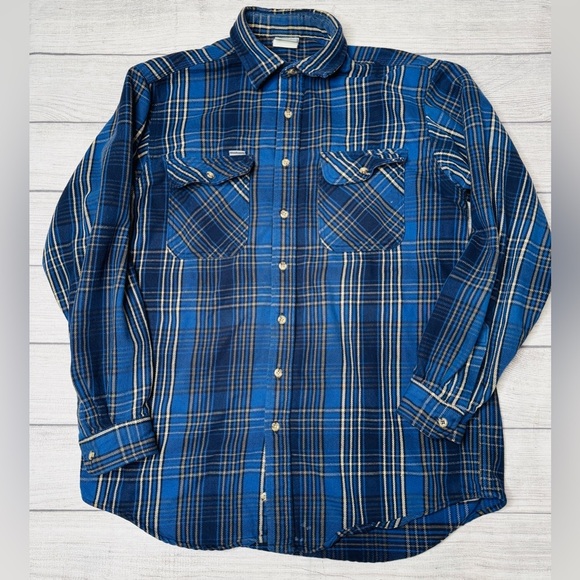 Carhartt Men’s Long‎ Sleeve Button Down Blue Plaid Shirt - Picture 1 of 6
